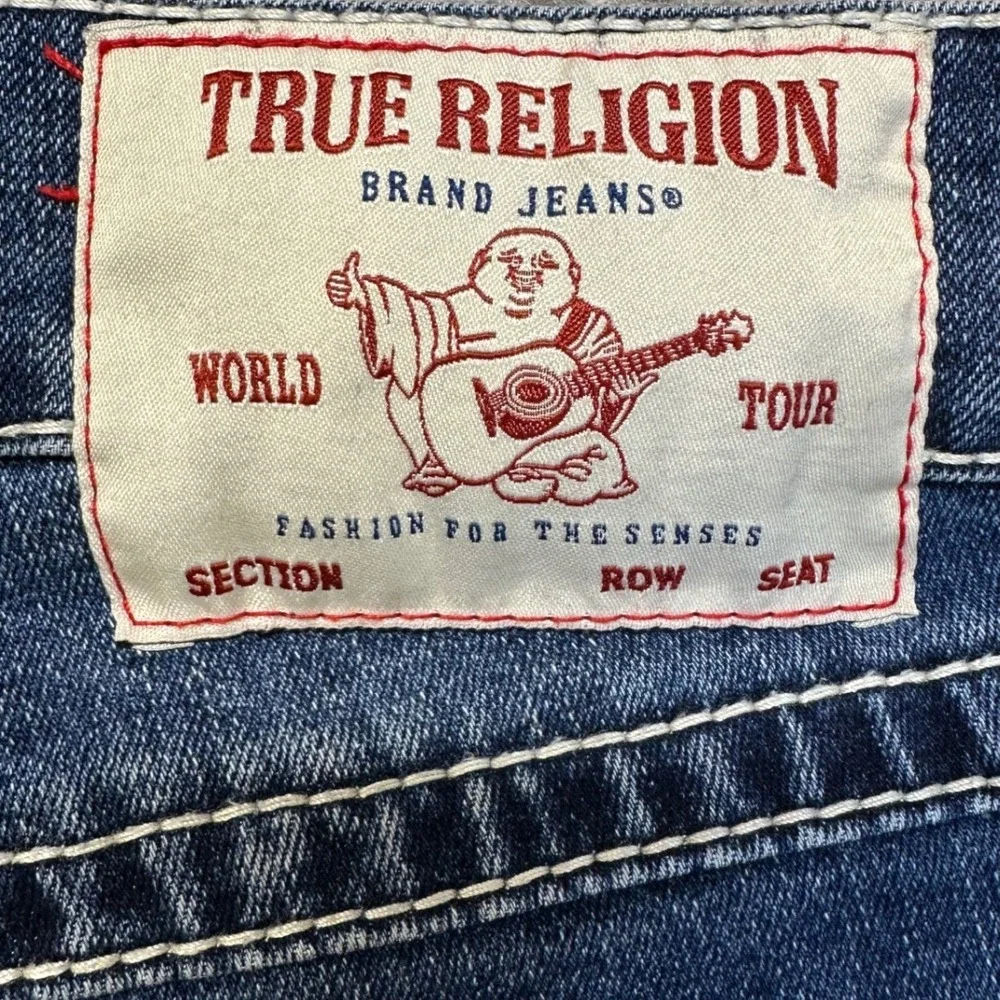 True Religion Rocco Big T Flap Pocket Jeans M Size 30 Contrast Stitch Horseshoe